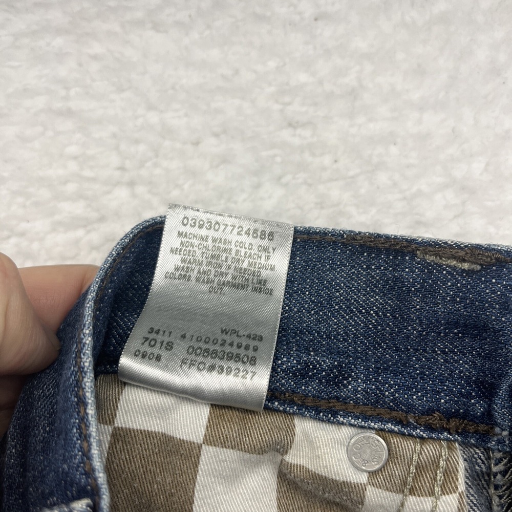 Levis Jeans Mens 33x32 Blue 514 Slim Straight Original Chore Grunge Thrashed Fit - Picture 12 of 16